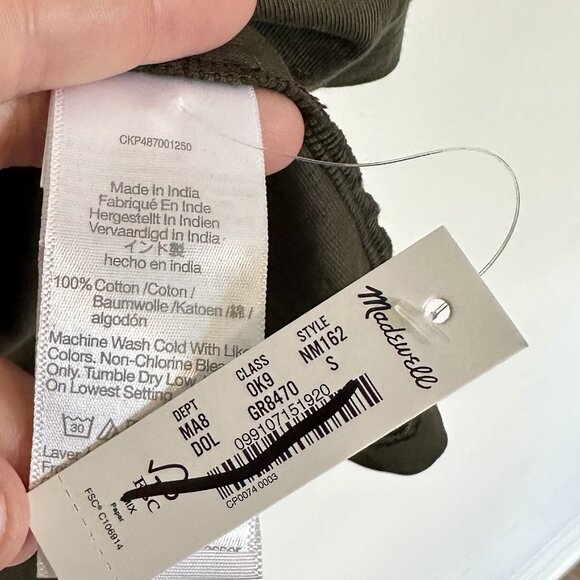 NWT Madewell Olive Green Garment-Dyed Allday Crewneck Tee - Small - Picture 4 of 12